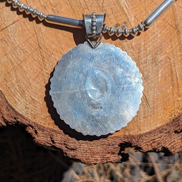 Navajo Pearls & Sleeping Beauty Cluster Turquoise Necklace Medallion‎ Pendant*** - Picture 13 of 13